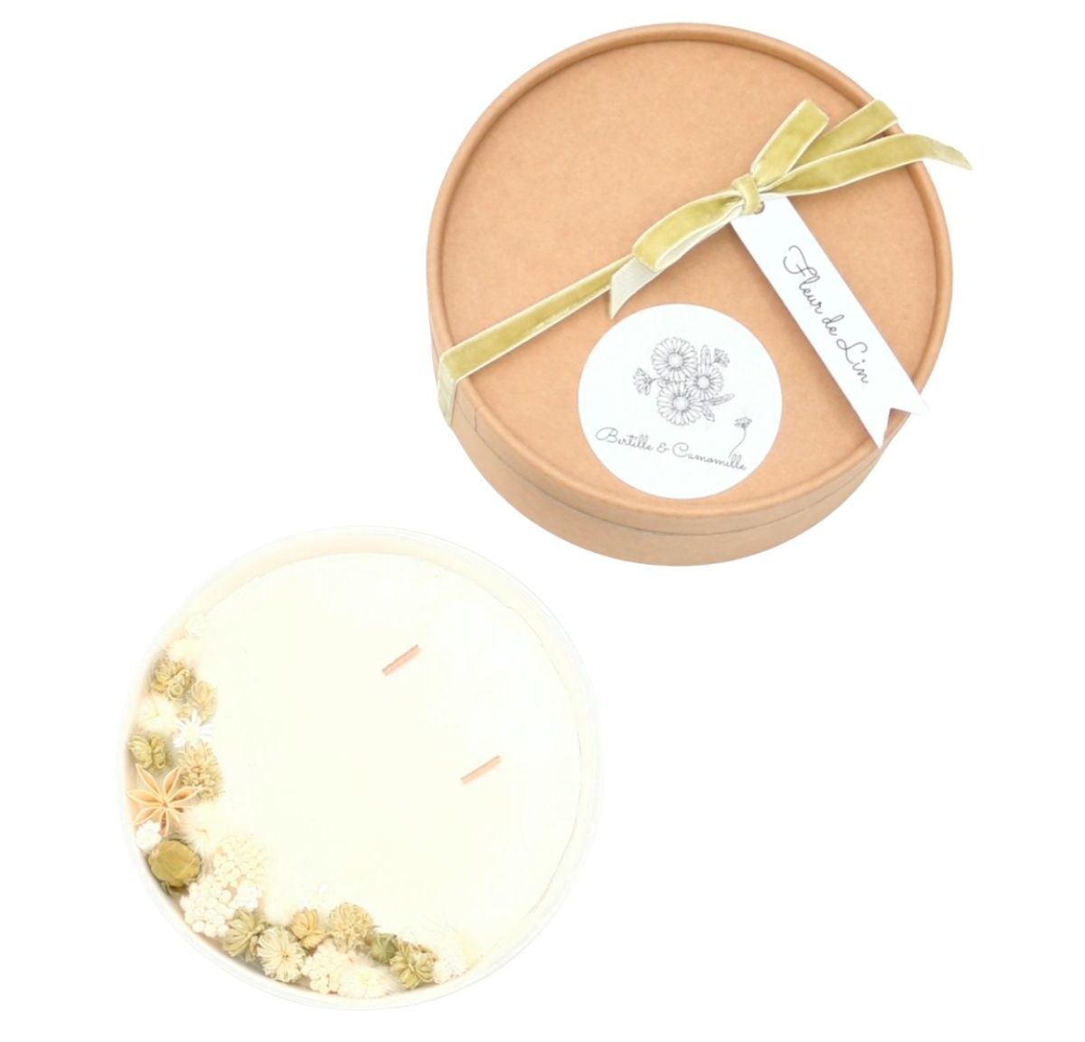 _Grande Bougie Fleurs Séchées - Fleur de Lin