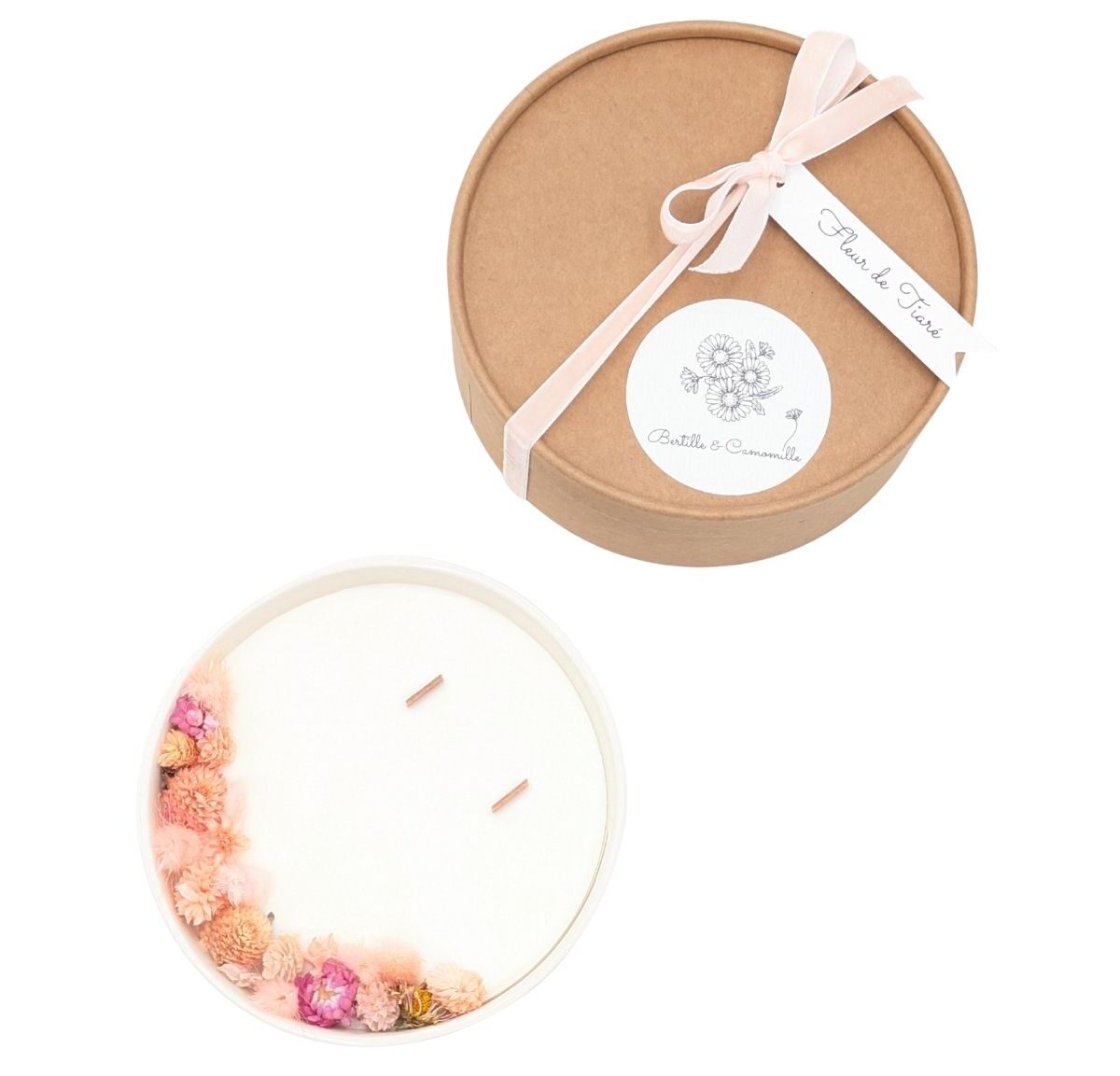 _Grande Bougie Fleurs Séchées - Fleur de Tiaré