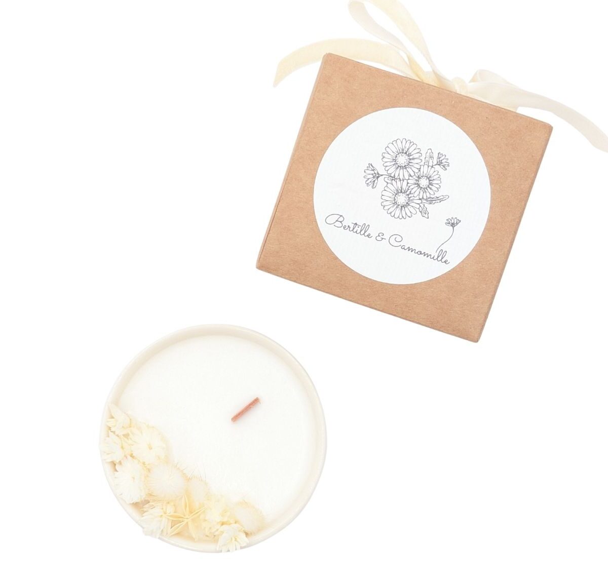 Petite bougie fleurs séchées - Coton