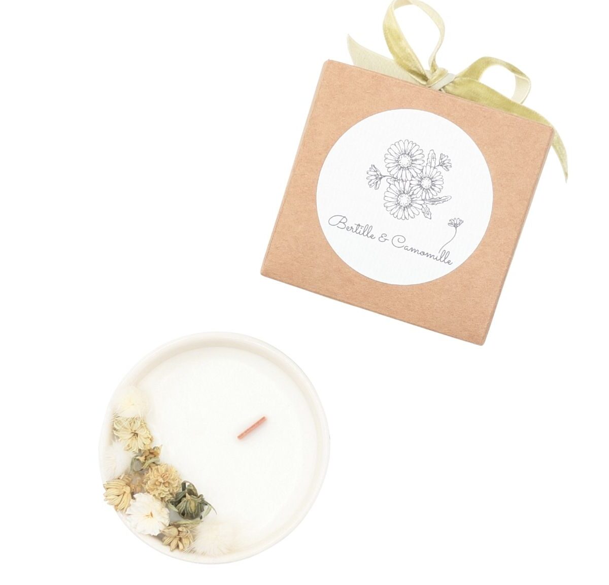 Petite bougie fleurs séchées - Fleur de Lin