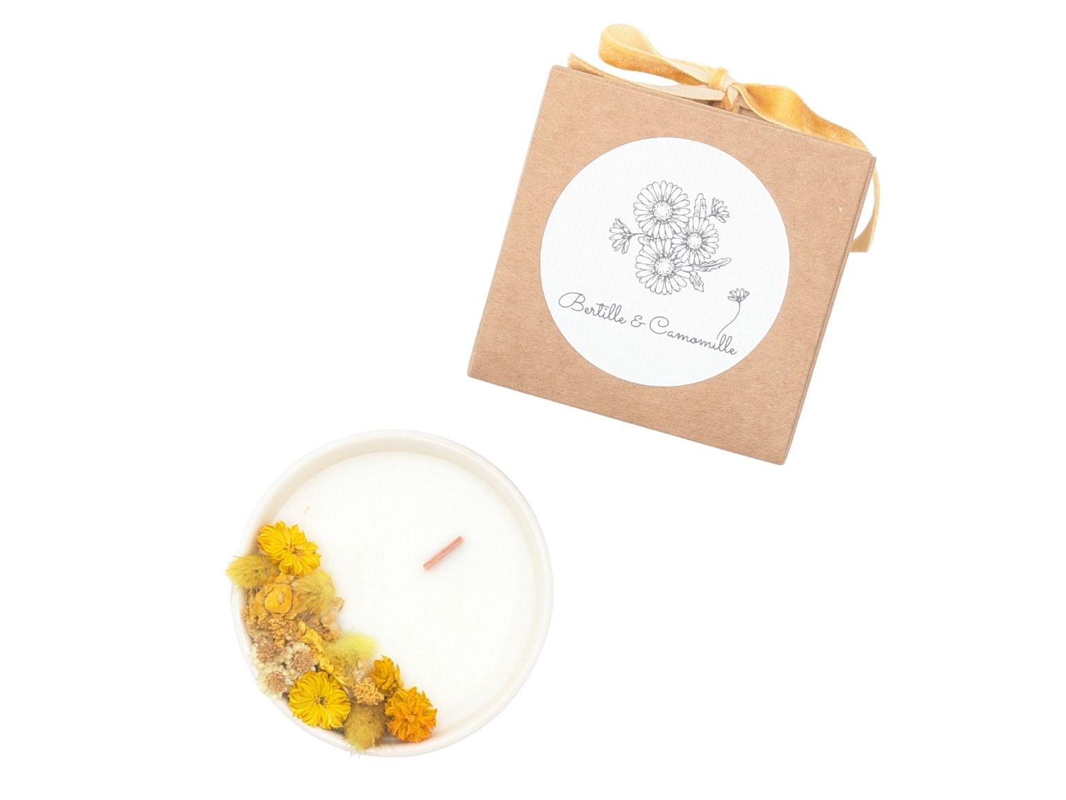Mini Bougie Fleurs Séchées - Parfumée Vanille Epicée
